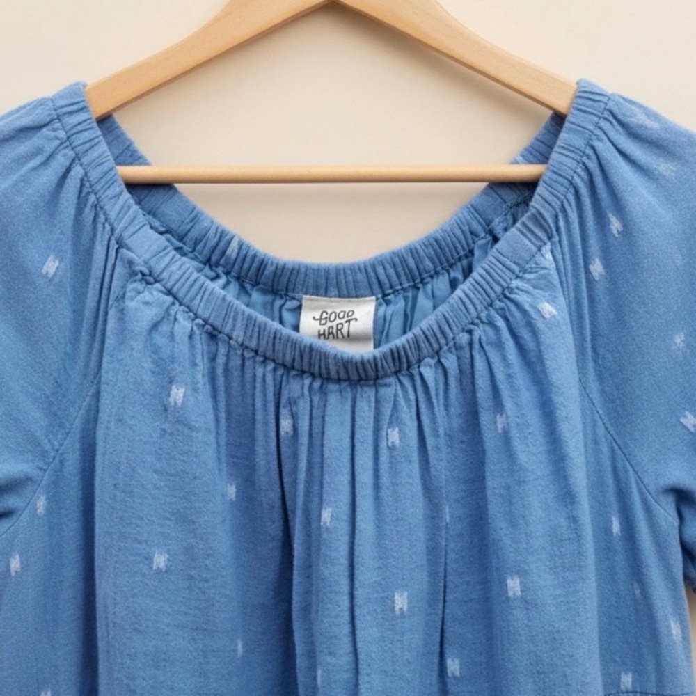Good Hart Light Blue Off-Shoulder Tiered Midi Dress - Picture 3 of 3